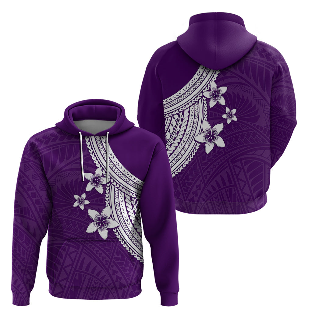 Polynesian Hoodie With Plumeria Flower Purple LT6