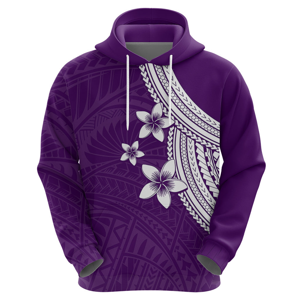 Polynesian Hoodie With Plumeria Flower Purple LT6