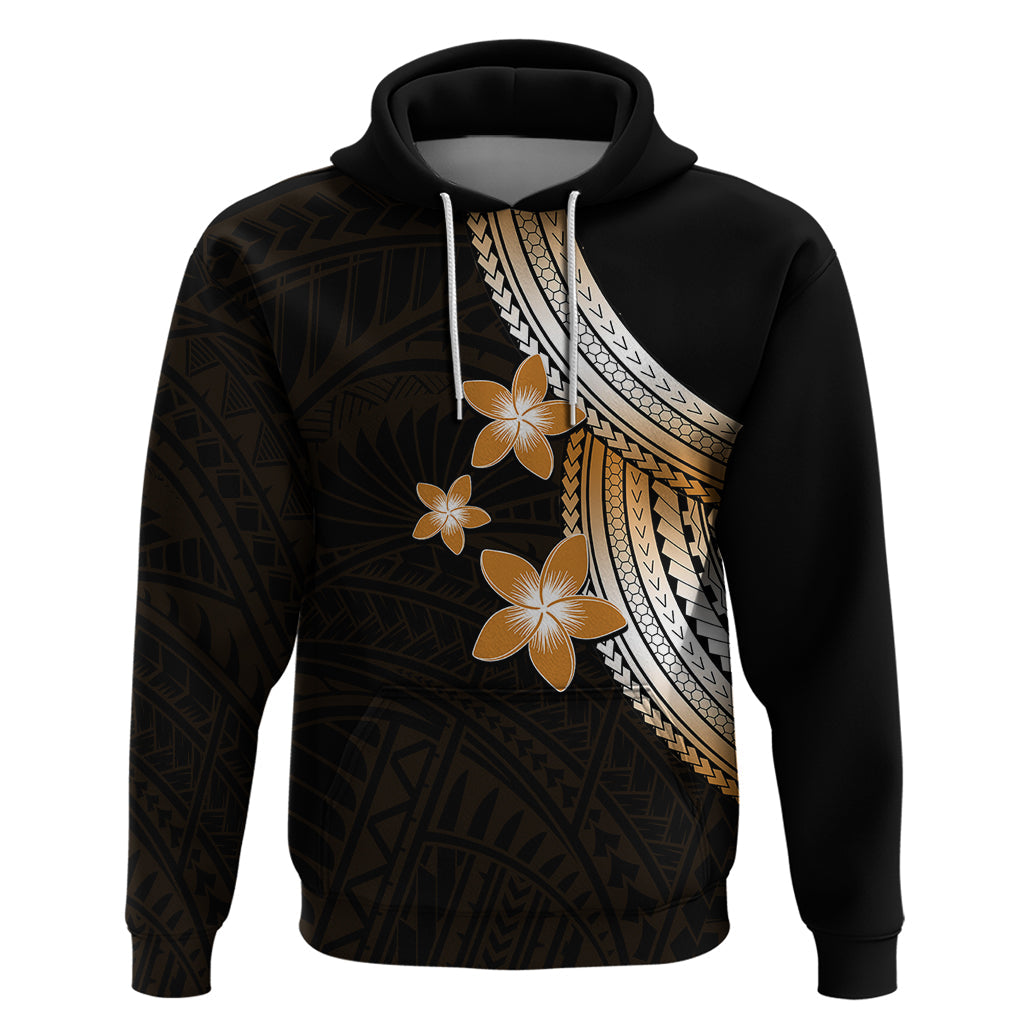 Polynesian Hoodie With Plumeria Flower Gold LT6