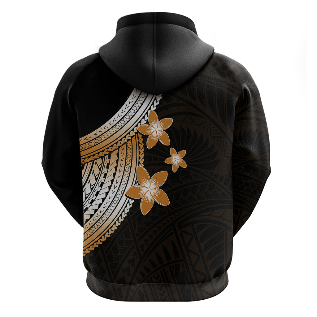 Polynesian Hoodie With Plumeria Flower Gold LT6