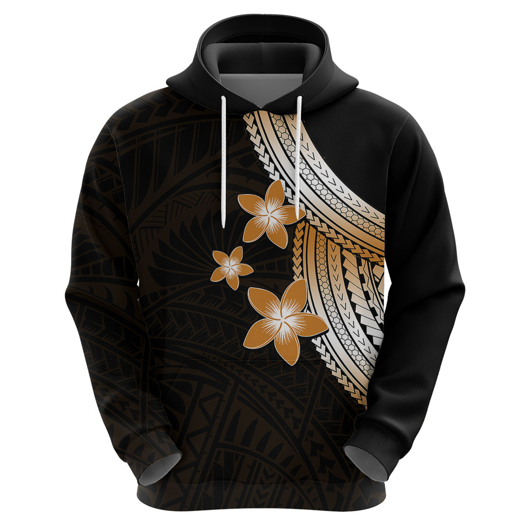 Polynesian Hoodie With Plumeria Flower Gold LT6