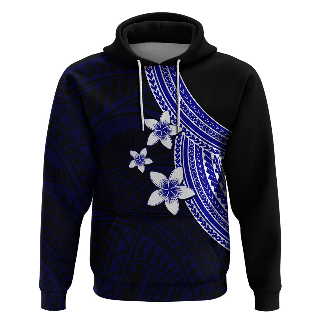 Polynesian Hoodie With Plumeria Flower Blue LT6