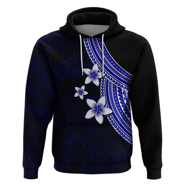 Polynesian Hoodie With Plumeria Flower Blue LT6
