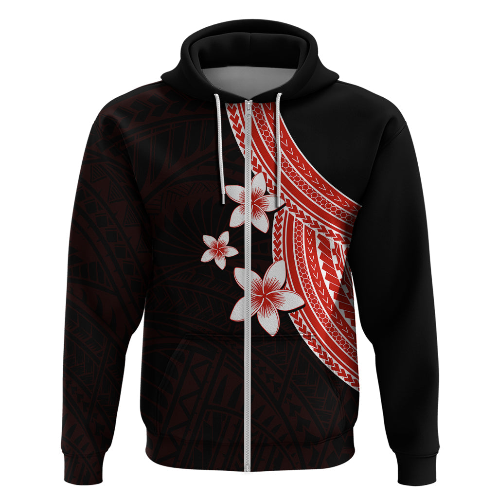 Polynesian Hoodie With Plumeria Flower Red LT6