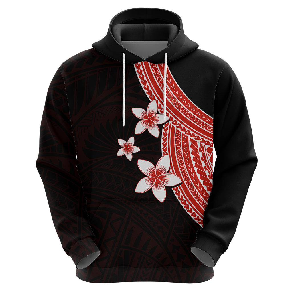 Polynesian Hoodie With Plumeria Flower Red LT6