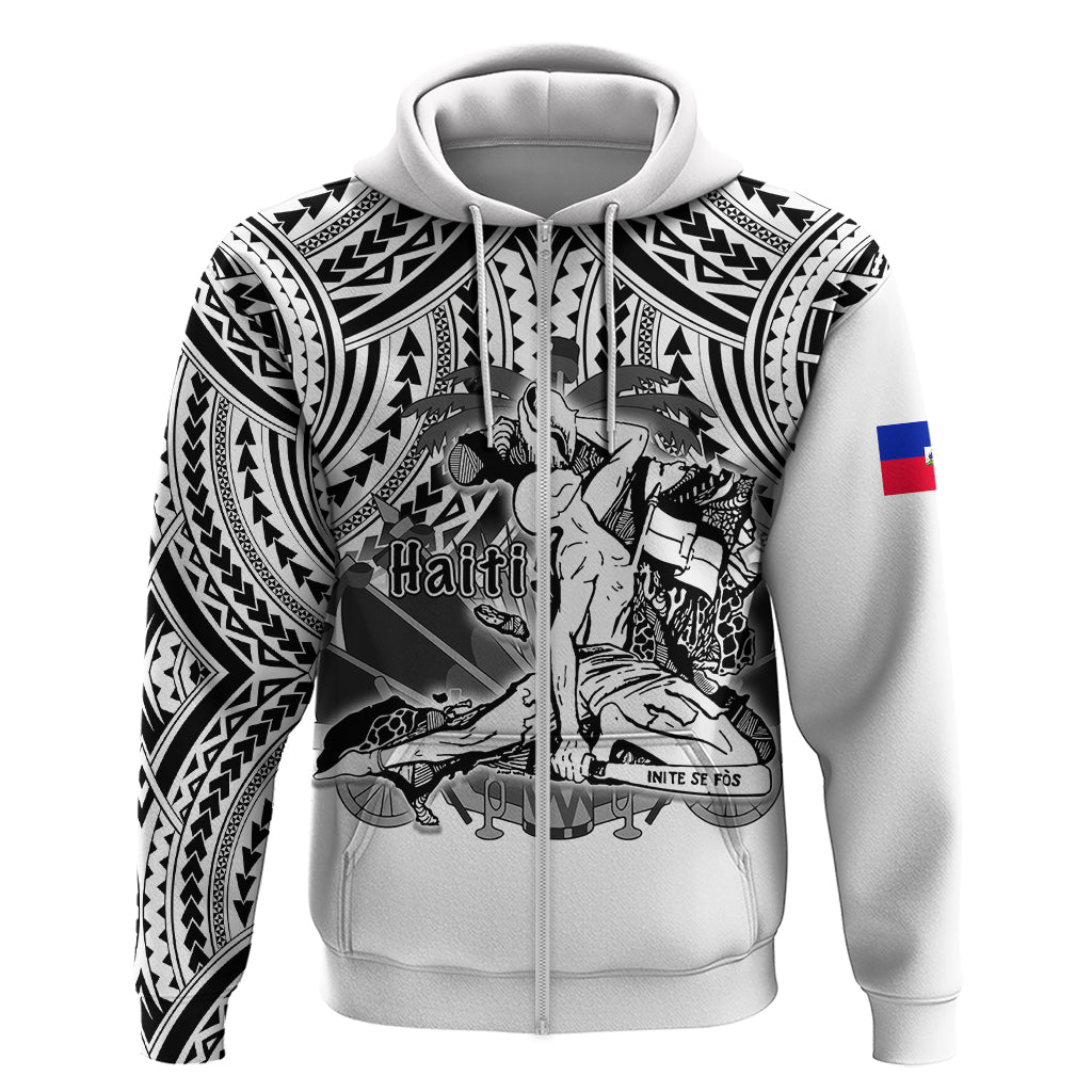 Custom Haiti Hoodie Polynesian Neg Maron White Style LT6