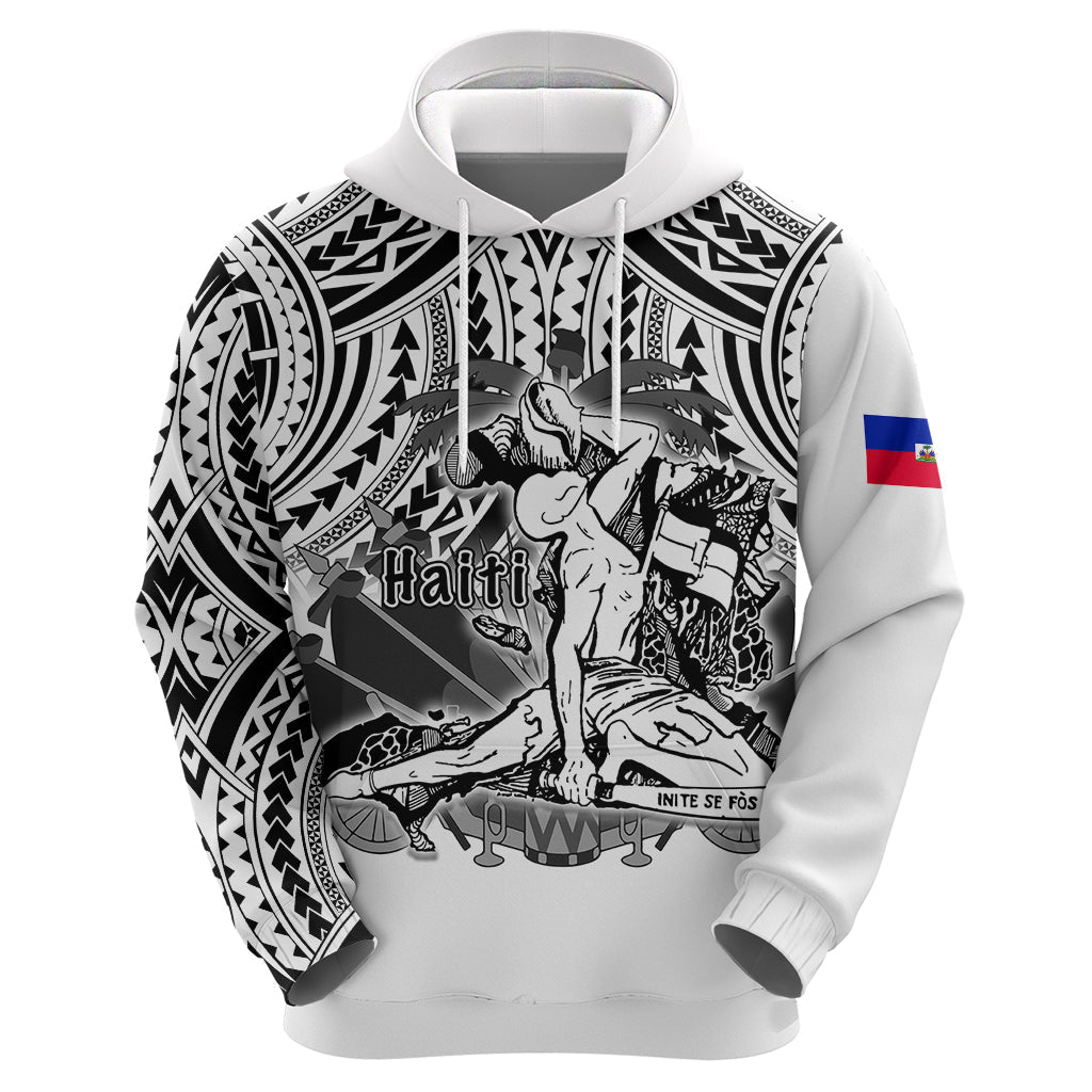 Custom Haiti Hoodie Polynesian Neg Maron White Style LT6
