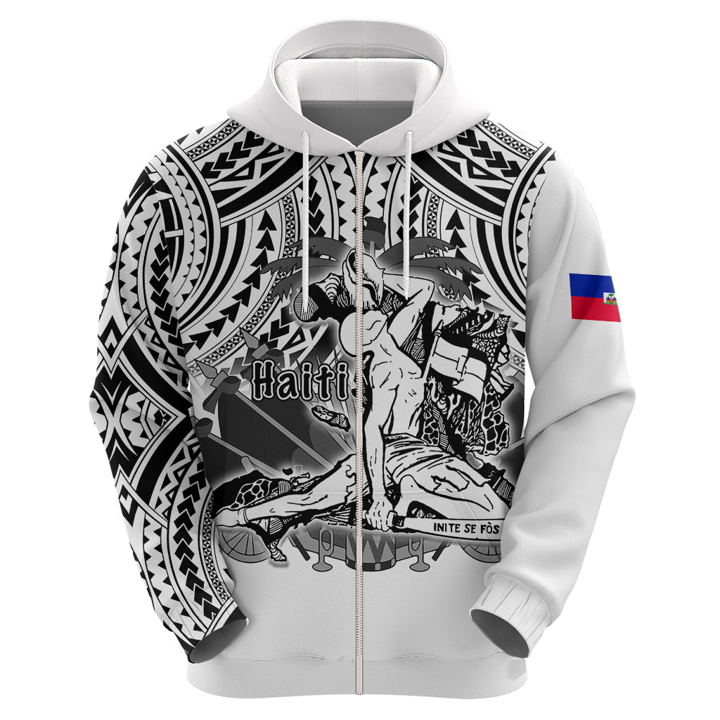 Custom Haiti Hoodie Polynesian Neg Maron White Style LT6