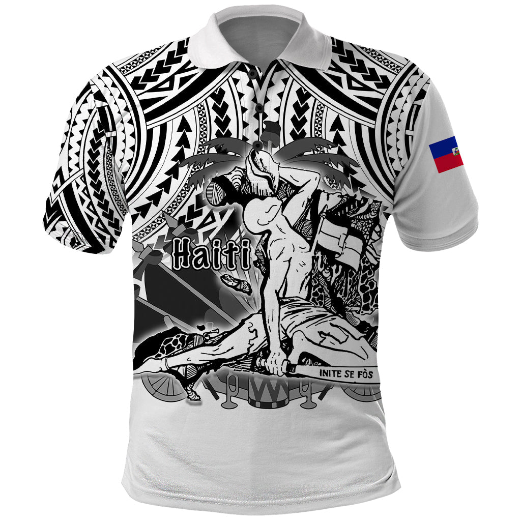 Custom Haiti Polo Shirt Polynesian Neg Maron White Style LT6