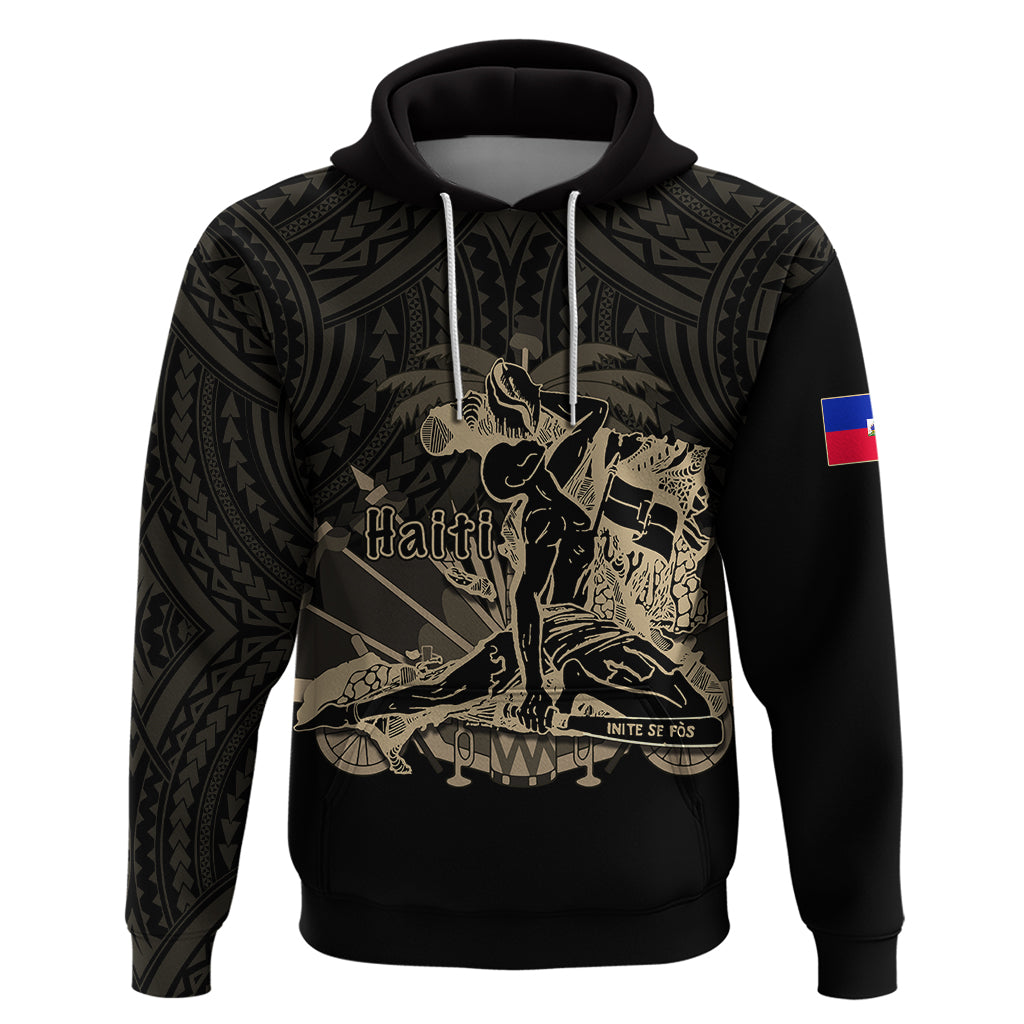 Custom Haiti Hoodie Polynesian Neg Maron Black Style LT6