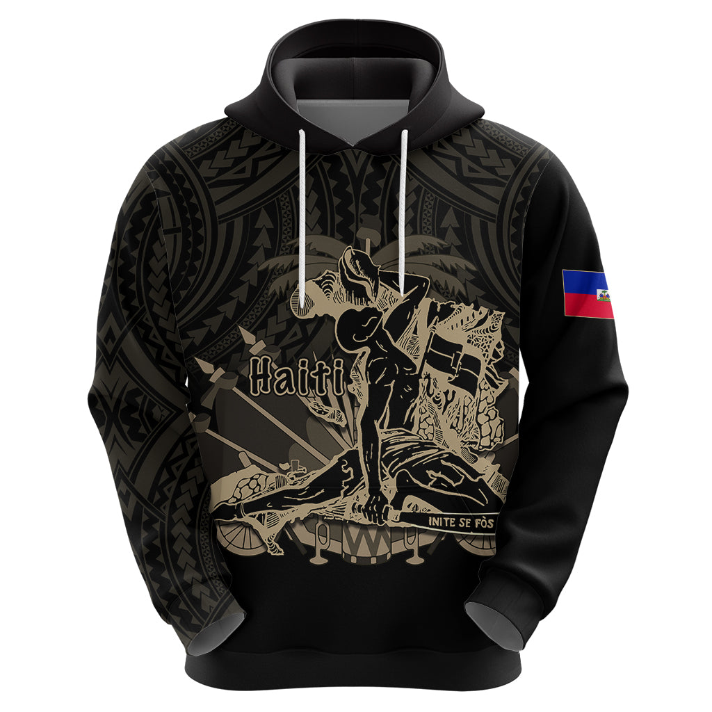 Custom Haiti Hoodie Polynesian Neg Maron Black Style LT6