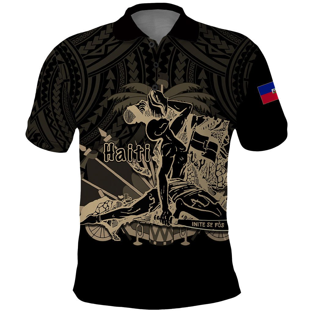 Custom Haiti Polo Shirt Polynesian Neg Maron Black Style LT6