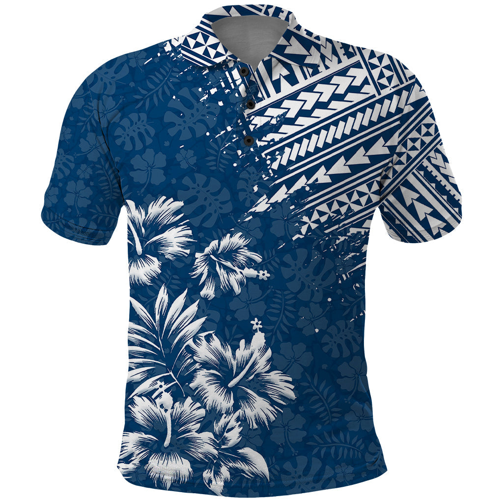 Hawaii Summer Polo Shirt Mix Polynesian Dark Blue LT6