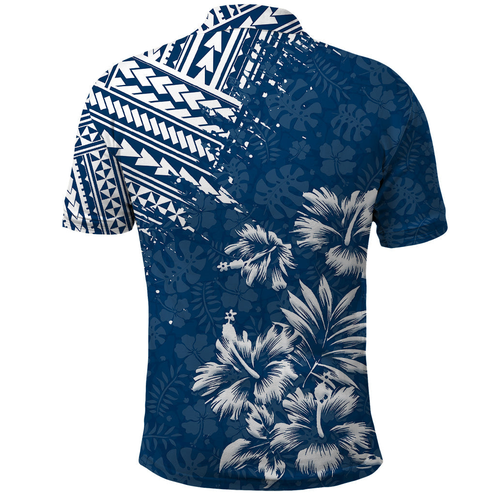 Hawaii Summer Polo Shirt Mix Polynesian Dark Blue LT6
