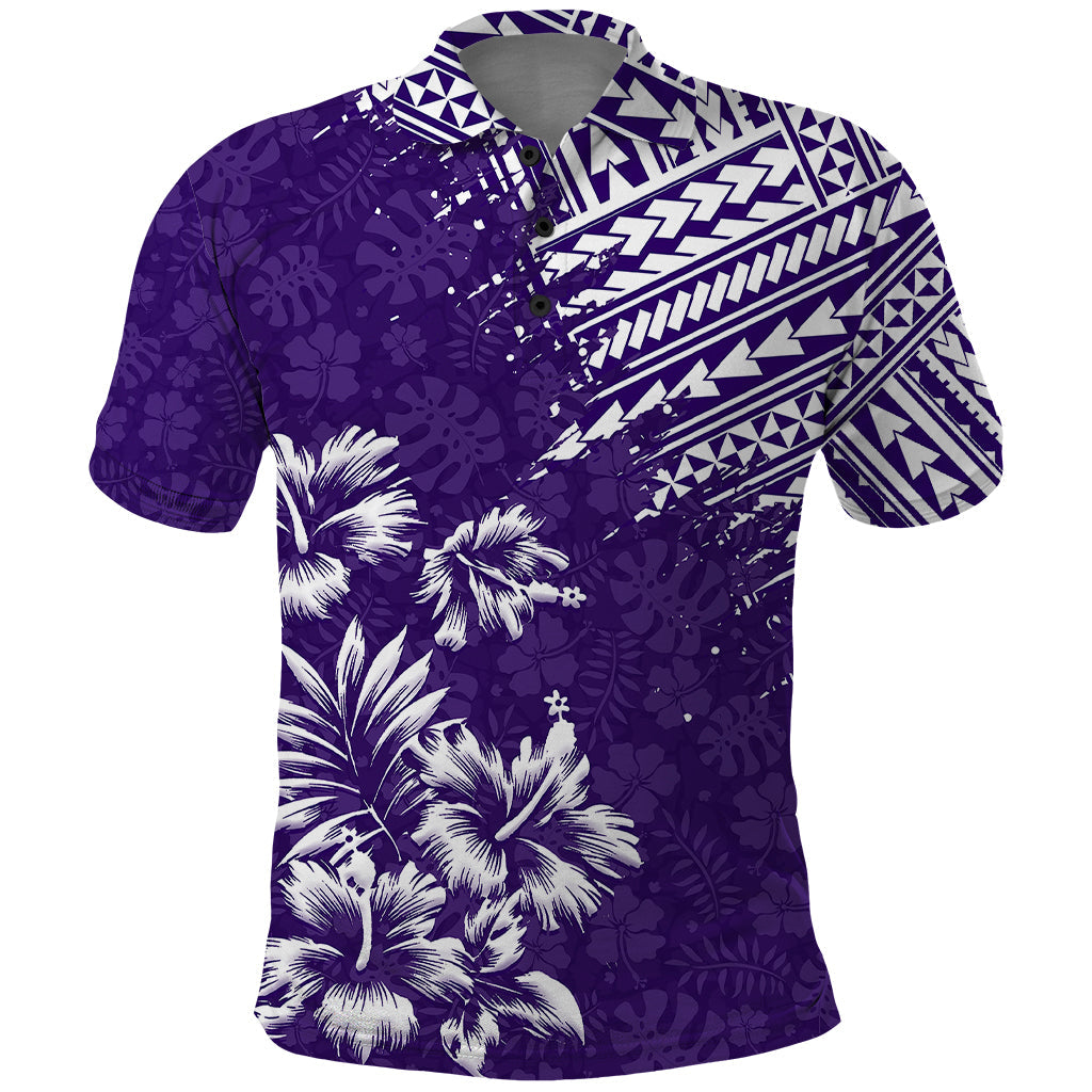 Hawaii Summer Polo Shirt Mix Polynesian Purple LT6