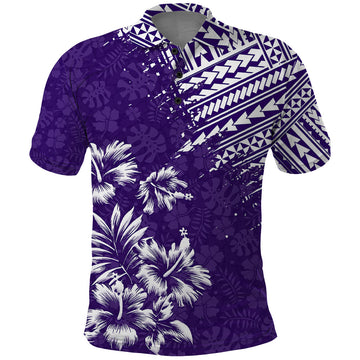 Hawaii Summer Polo Shirt Mix Polynesian Purple LT6