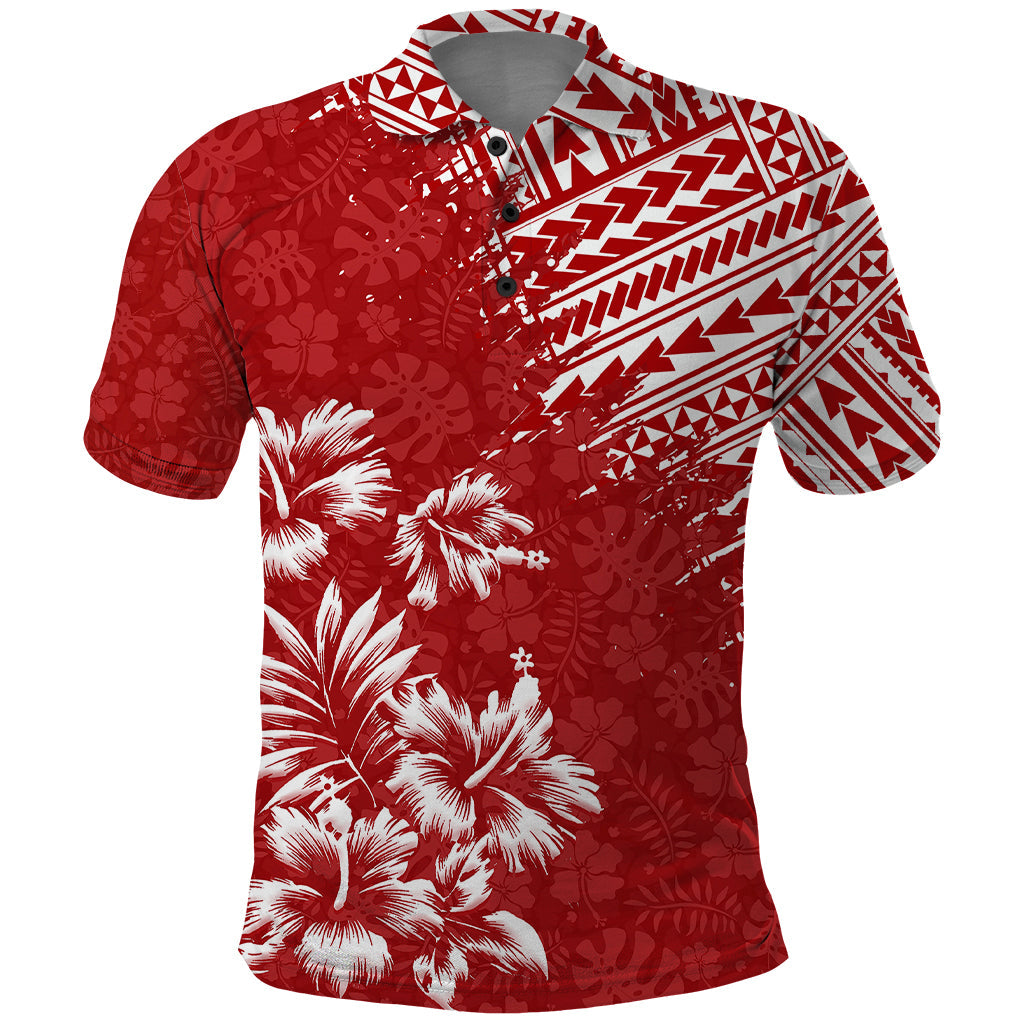 Hawaii Summer Polo Shirt Mix Polynesian Red LT6