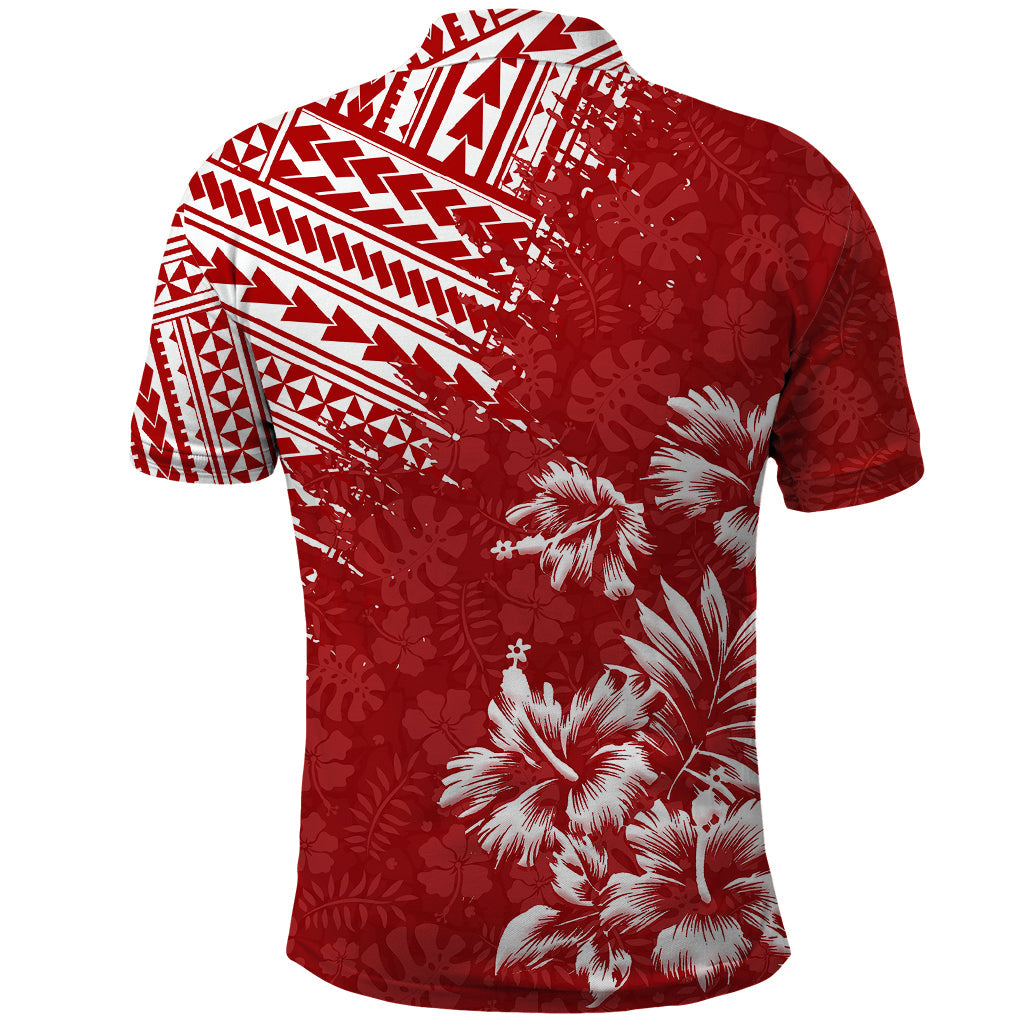 Hawaii Summer Polo Shirt Mix Polynesian Red LT6