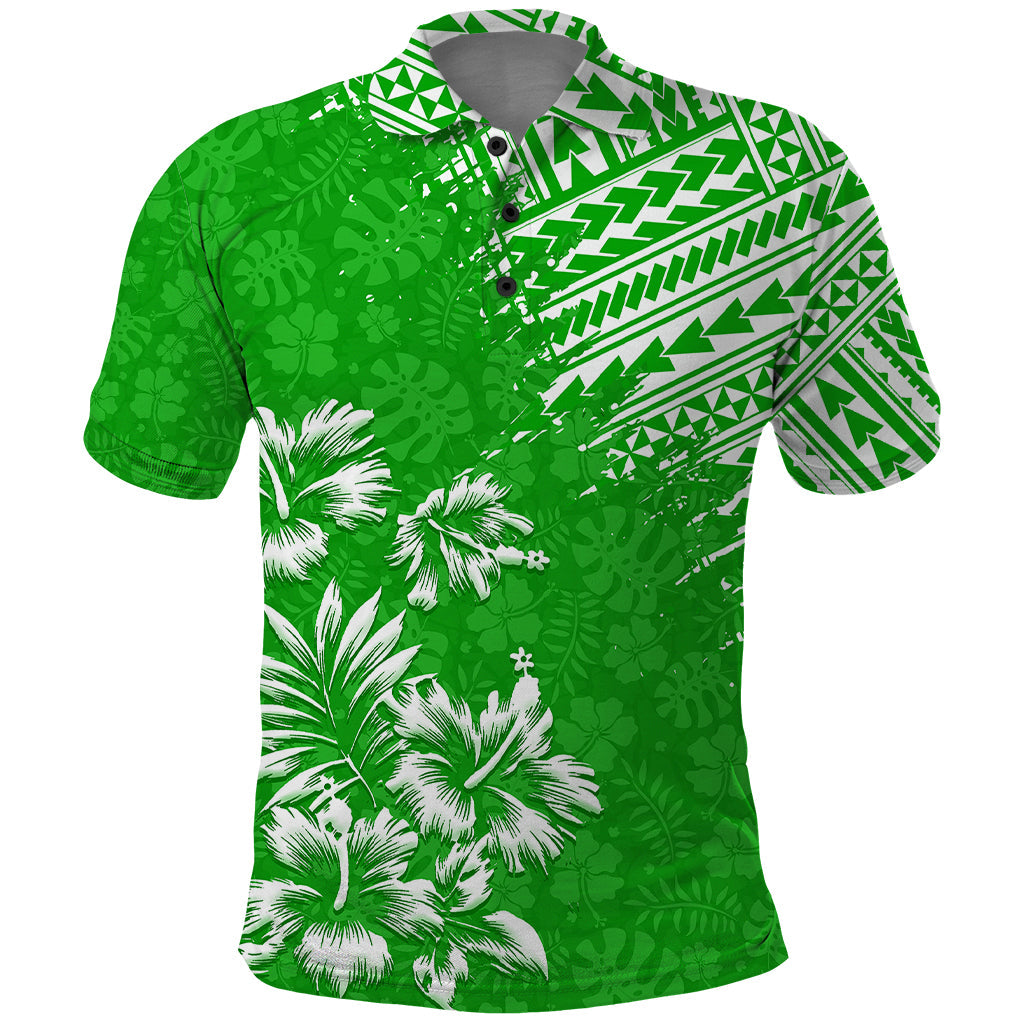 Hawaii Summer Polo Shirt Mix Polynesian Green LT6