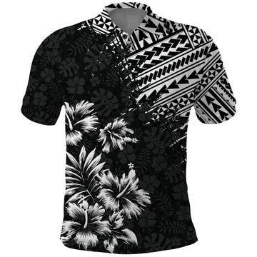Hawaii Summer Polo Shirt Mix Polynesian Black LT6