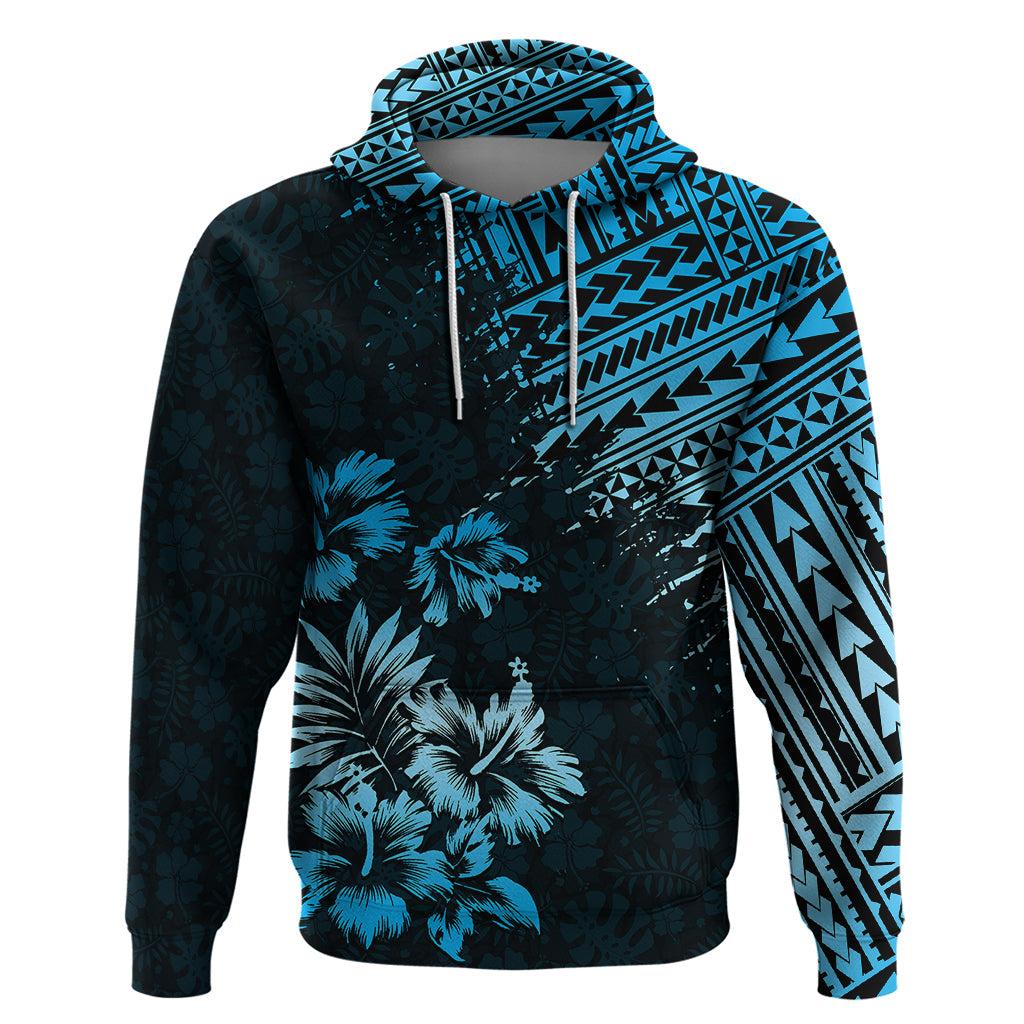 Hawaii Summer Hoodie Mix Polynesian Black-Blue LT6