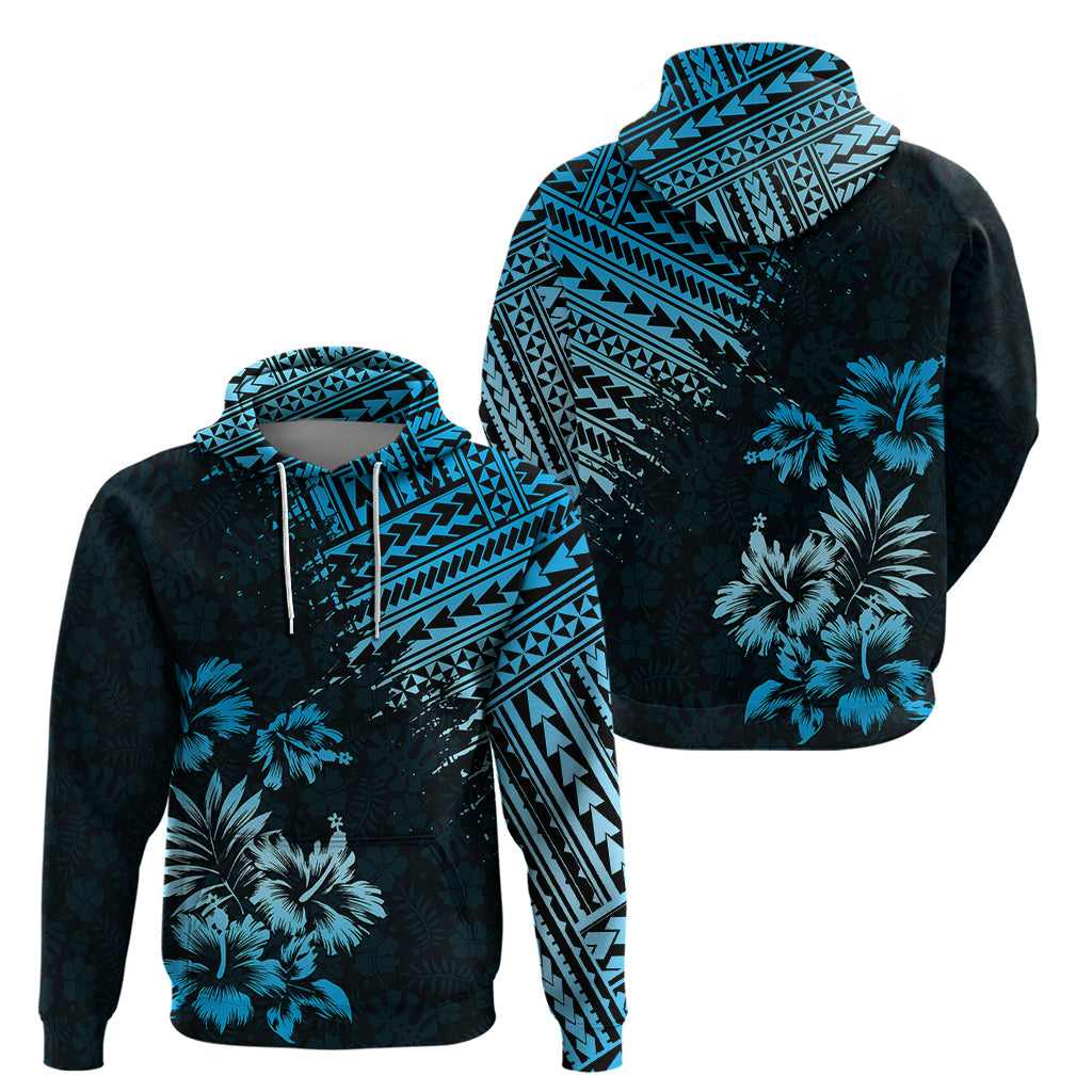 Hawaii Summer Hoodie Mix Polynesian Black-Blue LT6