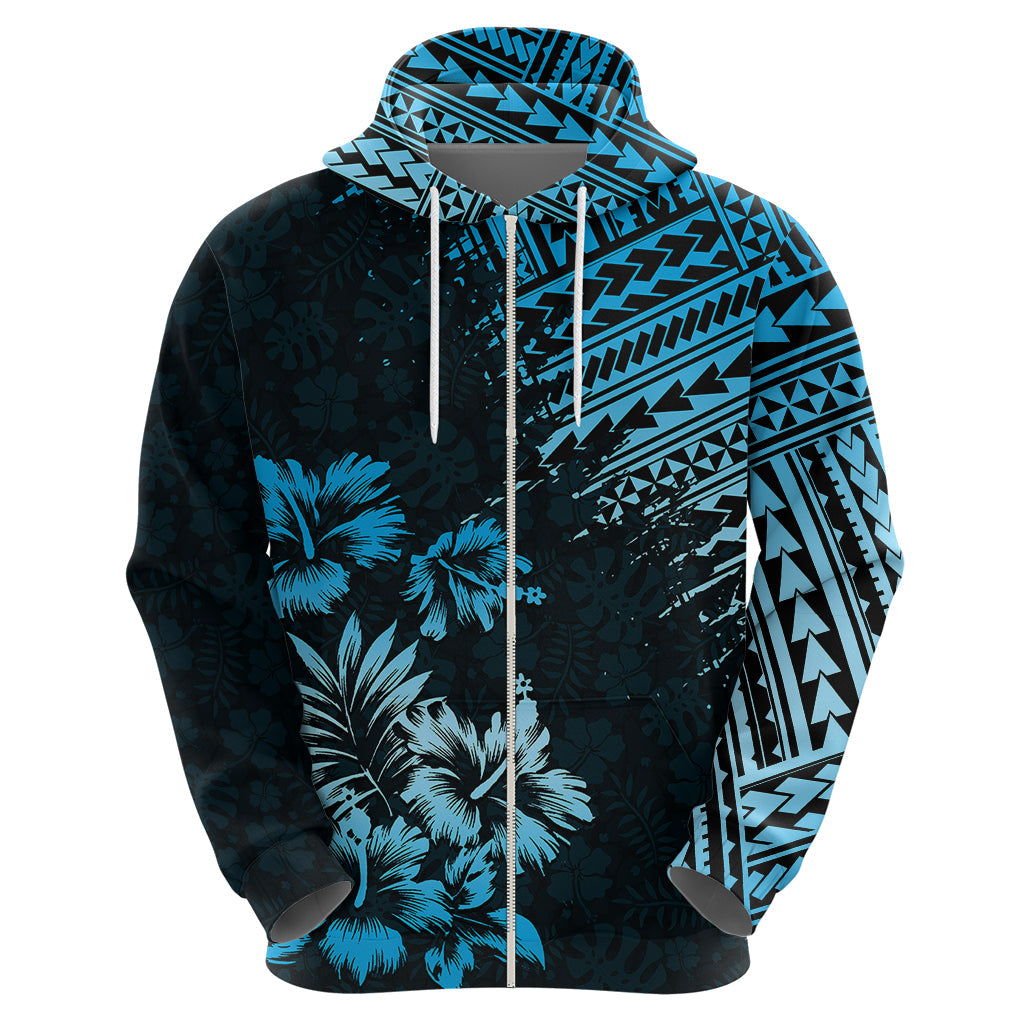 Hawaii Summer Hoodie Mix Polynesian Black-Blue LT6