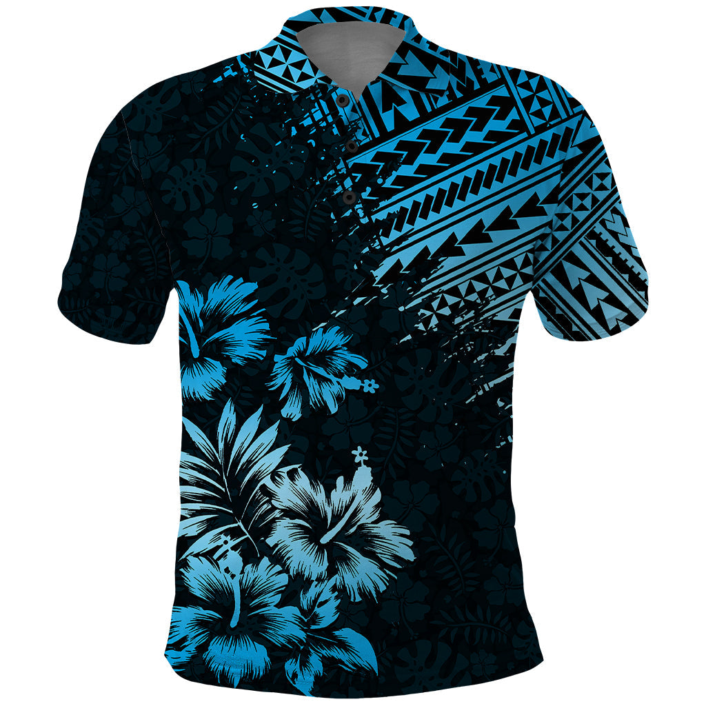 Hawaii Summer Polo Shirt Mix Polynesian Black-Blue LT6