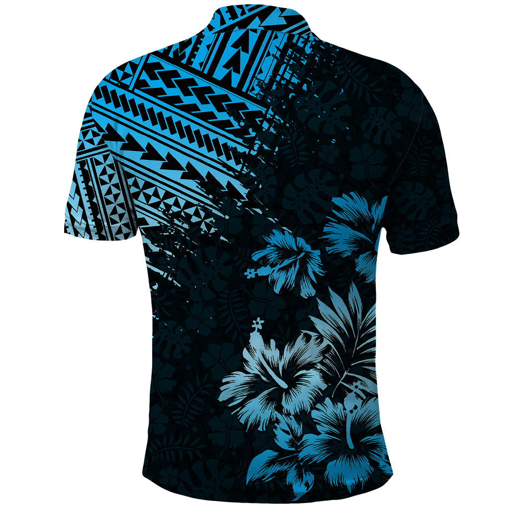 Hawaii Summer Polo Shirt Mix Polynesian Black-Blue LT6