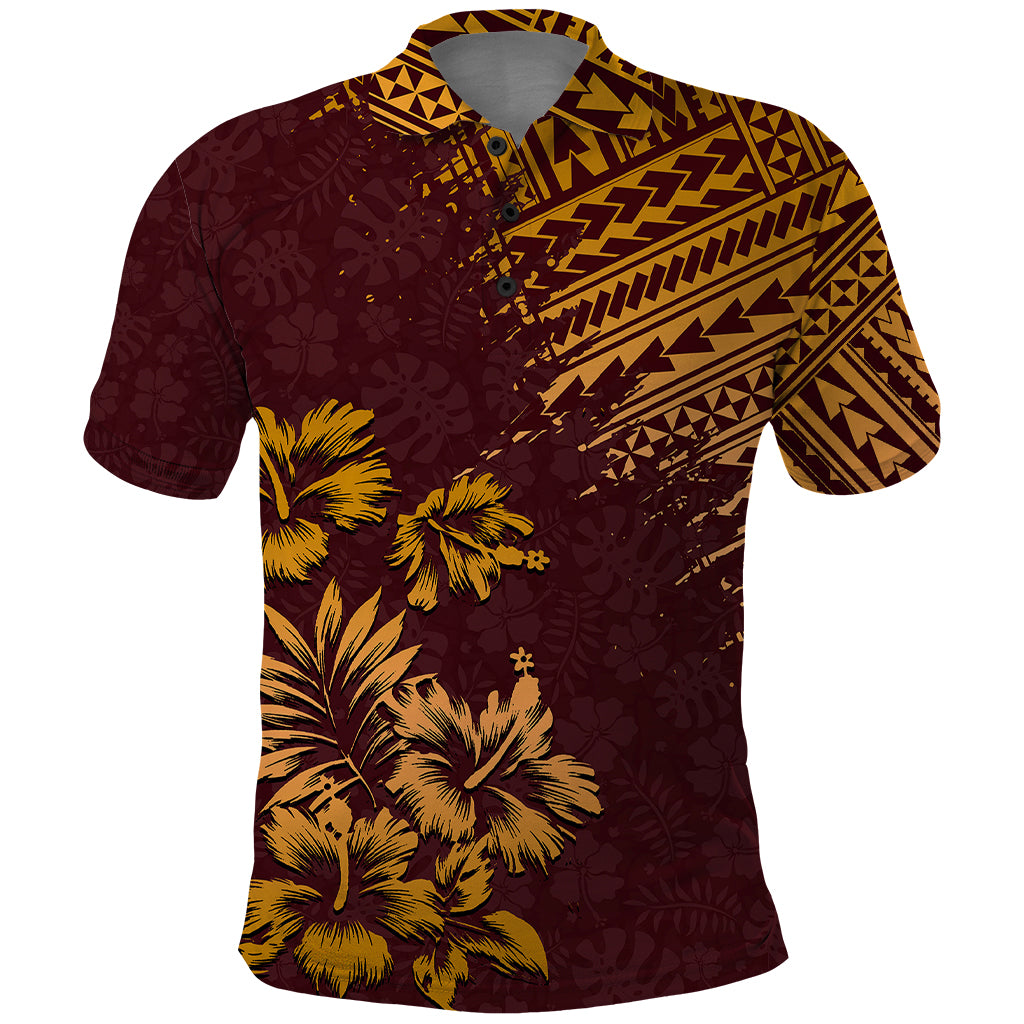 Hawaii Summer Polo Shirt Mix Polynesian Brown LT6