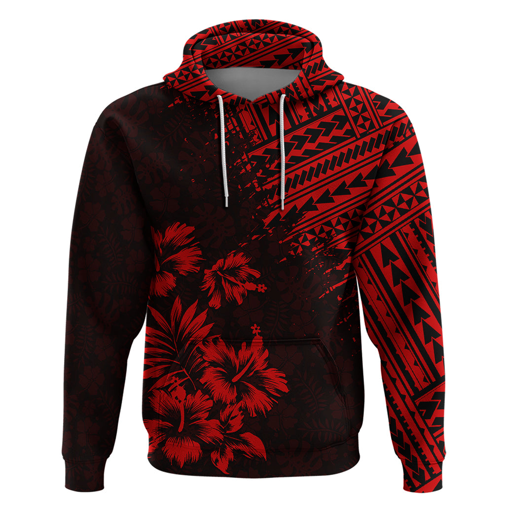 Hawaii Summer Hoodie Mix Polynesian Black-Red LT6