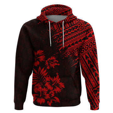 Hawaii Summer Hoodie Mix Polynesian Black-Red LT6