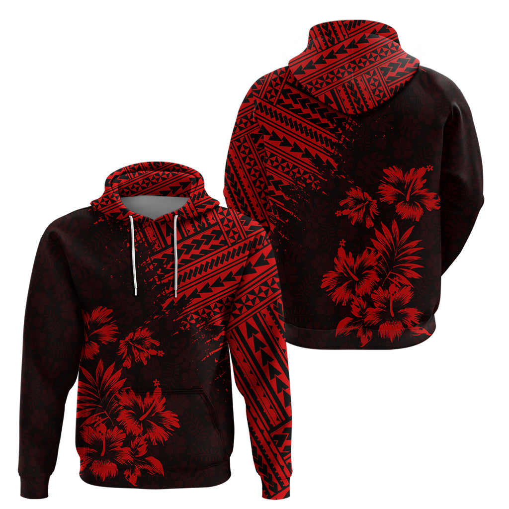 Hawaii Summer Hoodie Mix Polynesian Black-Red LT6
