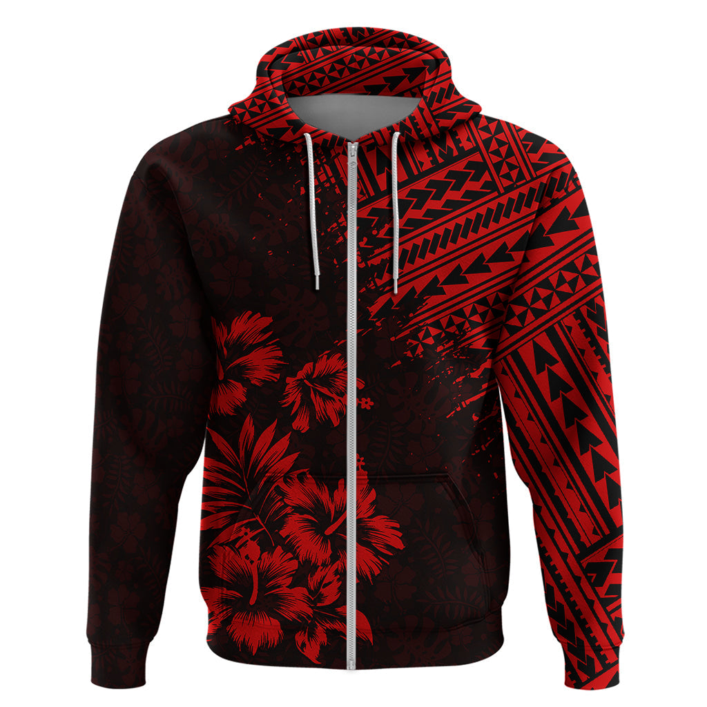 Hawaii Summer Hoodie Mix Polynesian Black-Red LT6