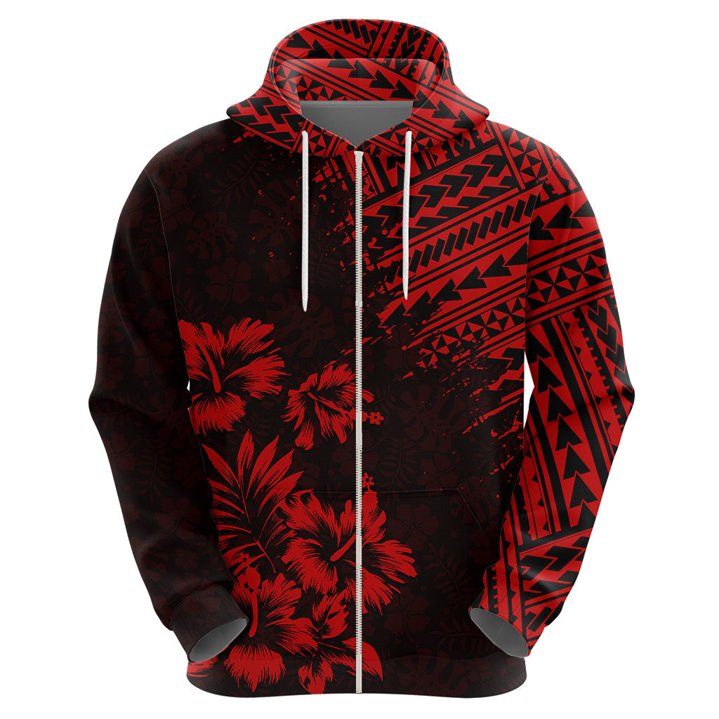 Hawaii Summer Hoodie Mix Polynesian Black-Red LT6