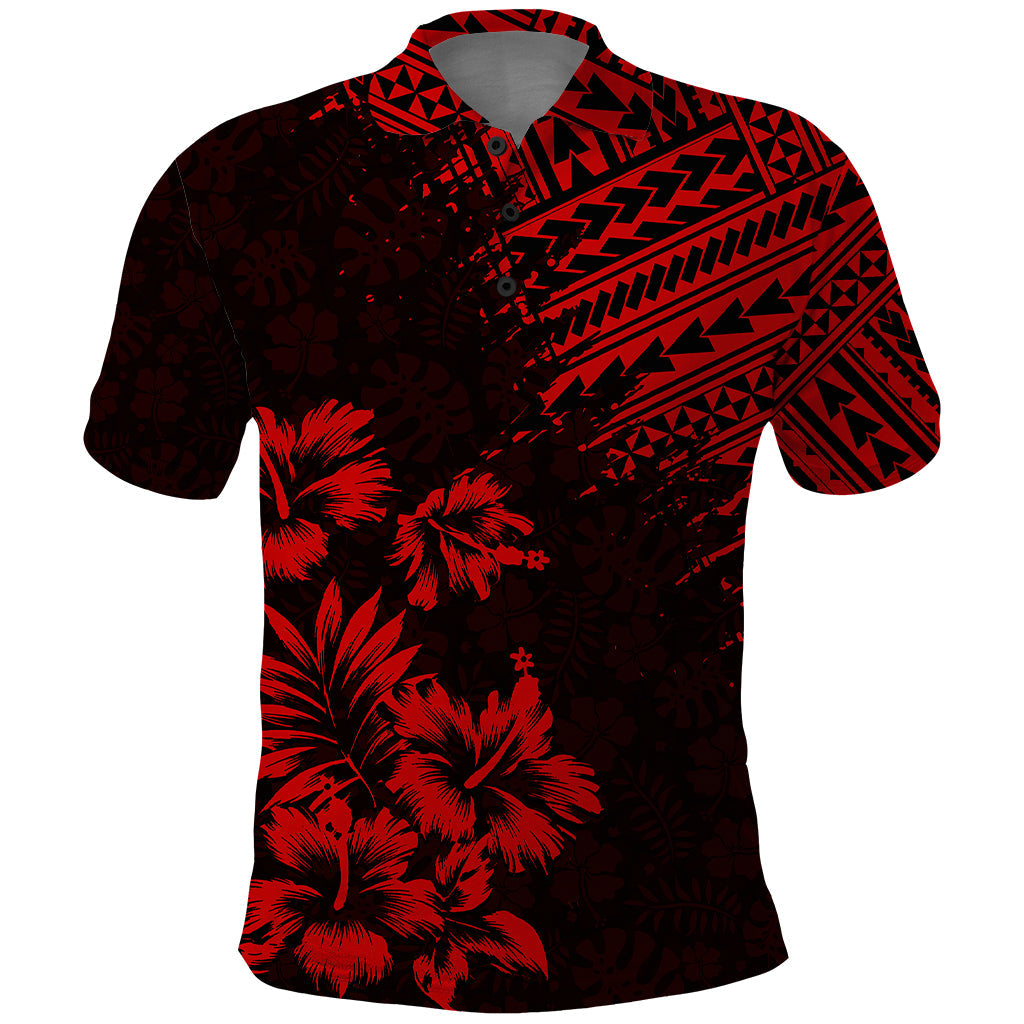 Hawaii Summer Polo Shirt Mix Polynesian Black-Red LT6