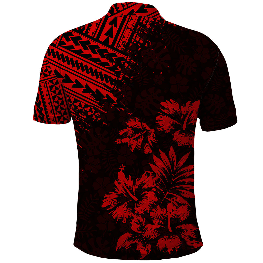 Hawaii Summer Polo Shirt Mix Polynesian Black-Red LT6