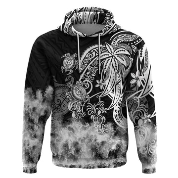 Polynesian Sea Turtle Hoodie Tribal Black LT6