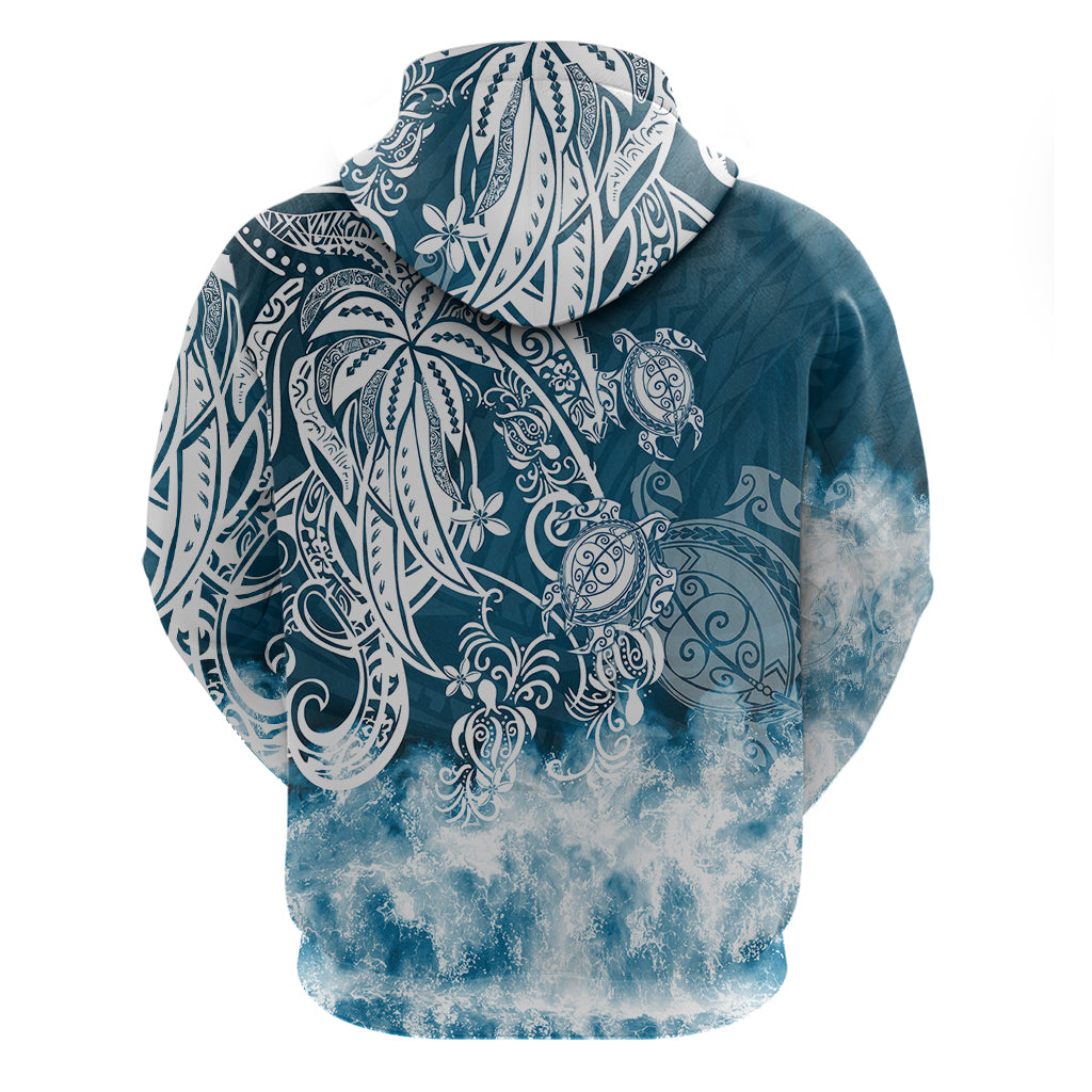 Polynesian Sea Turtle Hoodie Tribal Blue LT6
