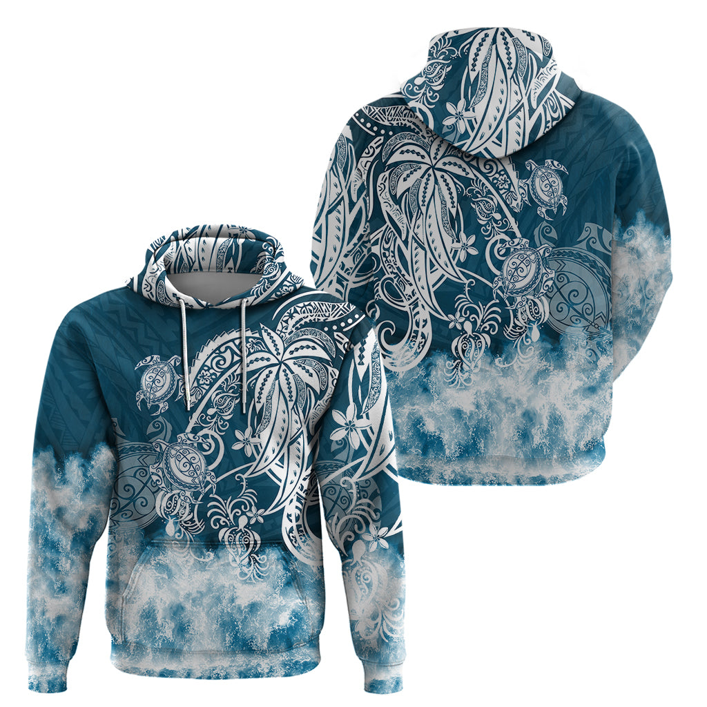 Polynesian Sea Turtle Hoodie Tribal Blue LT6