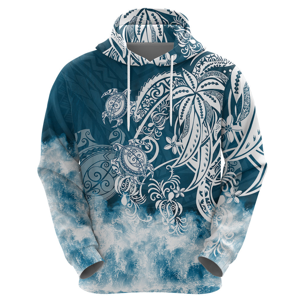 Polynesian Sea Turtle Hoodie Tribal Blue LT6