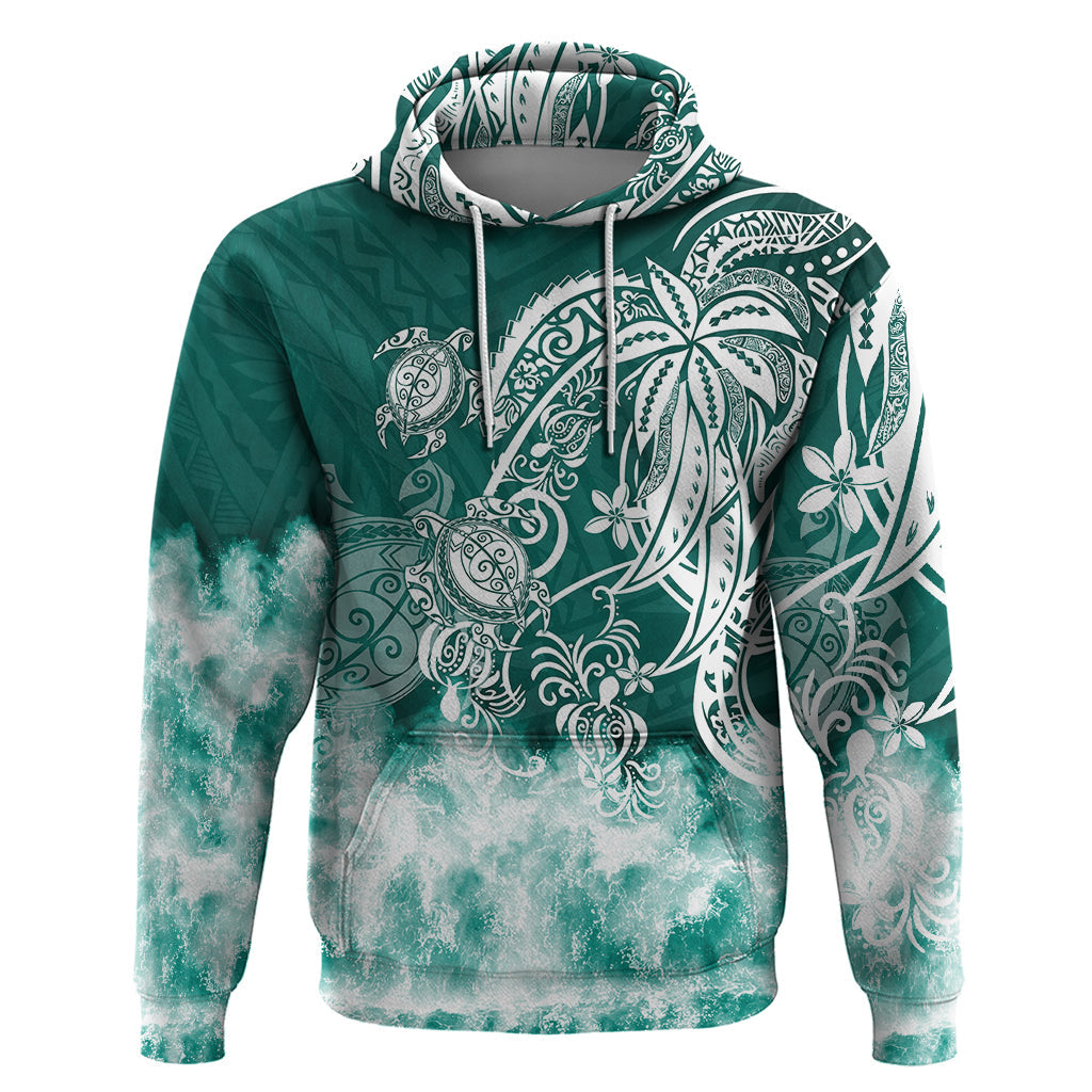 Polynesian Sea Turtle Hoodie Tribal Green LT6