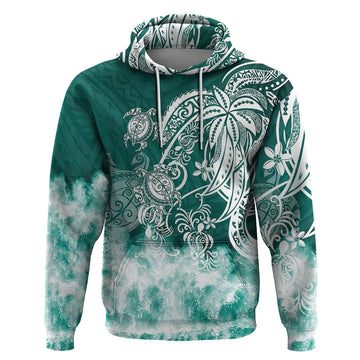 Polynesian Sea Turtle Hoodie Tribal Green LT6