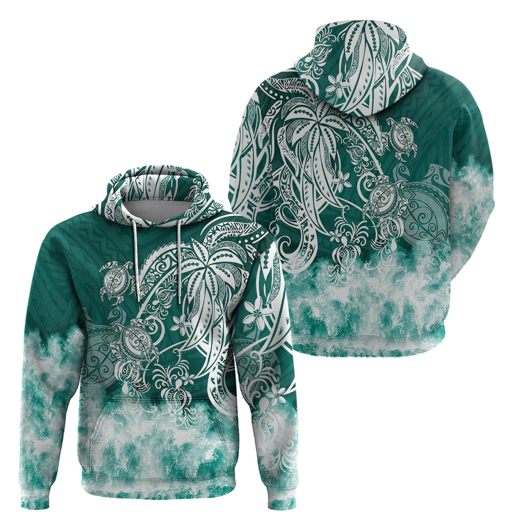 Polynesian Sea Turtle Hoodie Tribal Green LT6