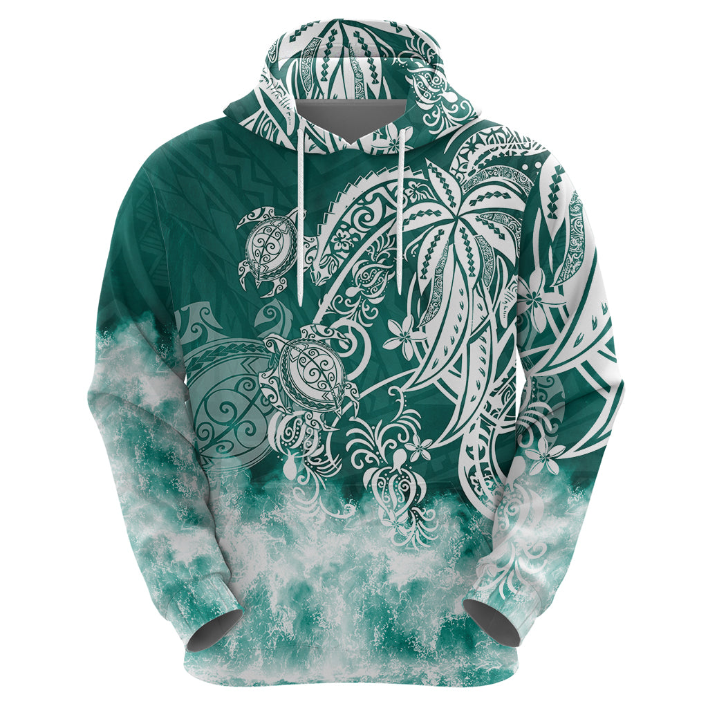 Polynesian Sea Turtle Hoodie Tribal Green LT6