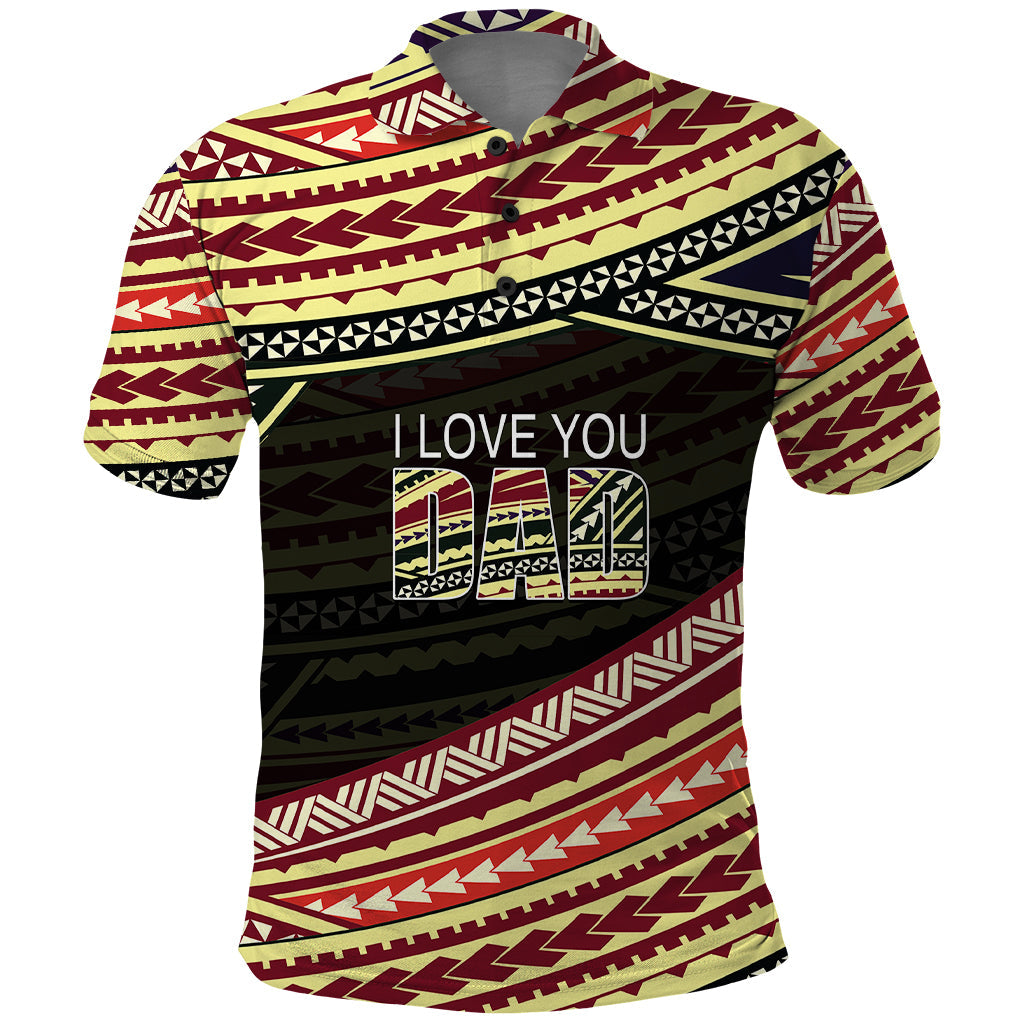 Custom Happy Fathers Day Polynesian Polo Shirt I Love You Dad LT6