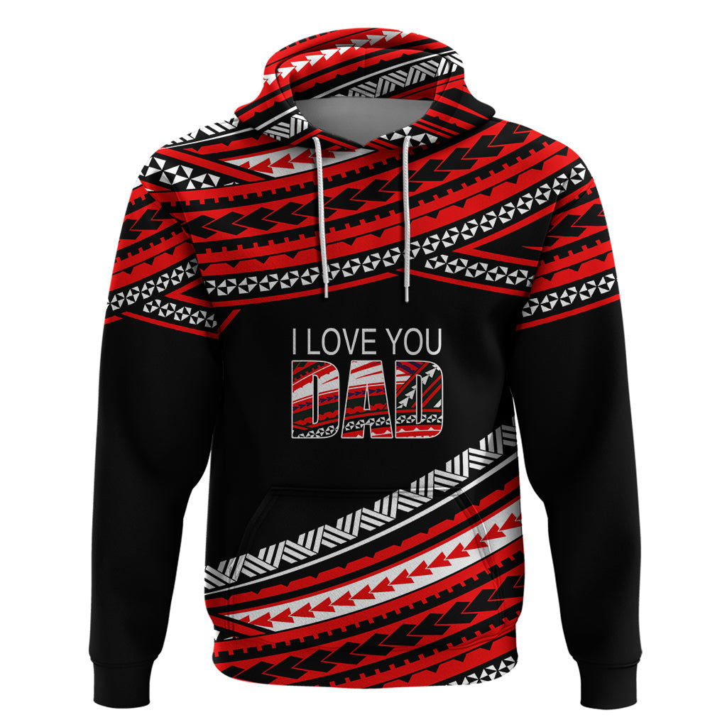 Personalized Happy Fathers Day Polynesian Hoodie I Love You Dad Red LT6