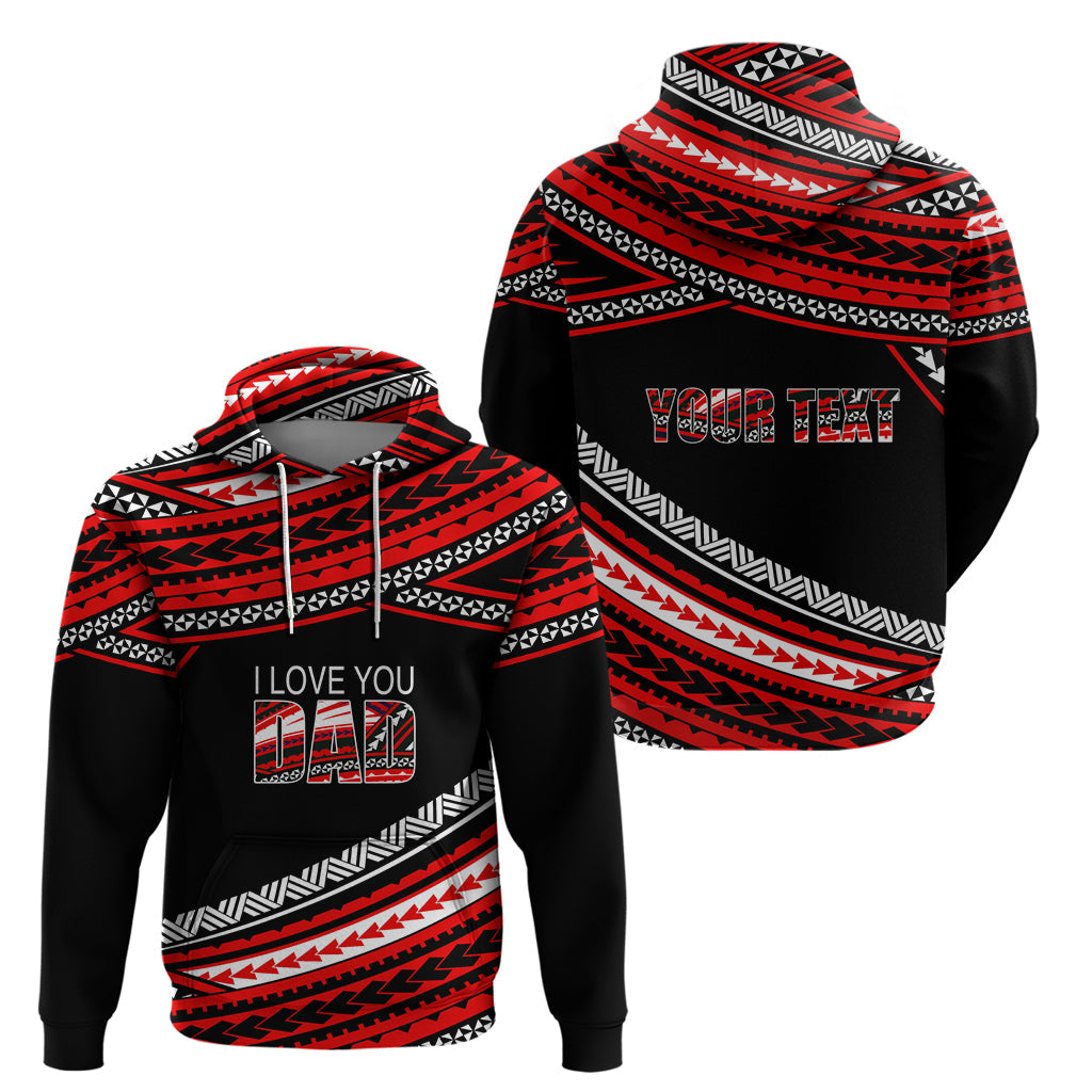 Personalized Happy Fathers Day Polynesian Hoodie I Love You Dad Red LT6