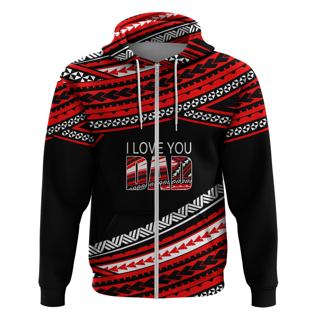 Personalized Happy Fathers Day Polynesian Hoodie I Love You Dad Red LT6
