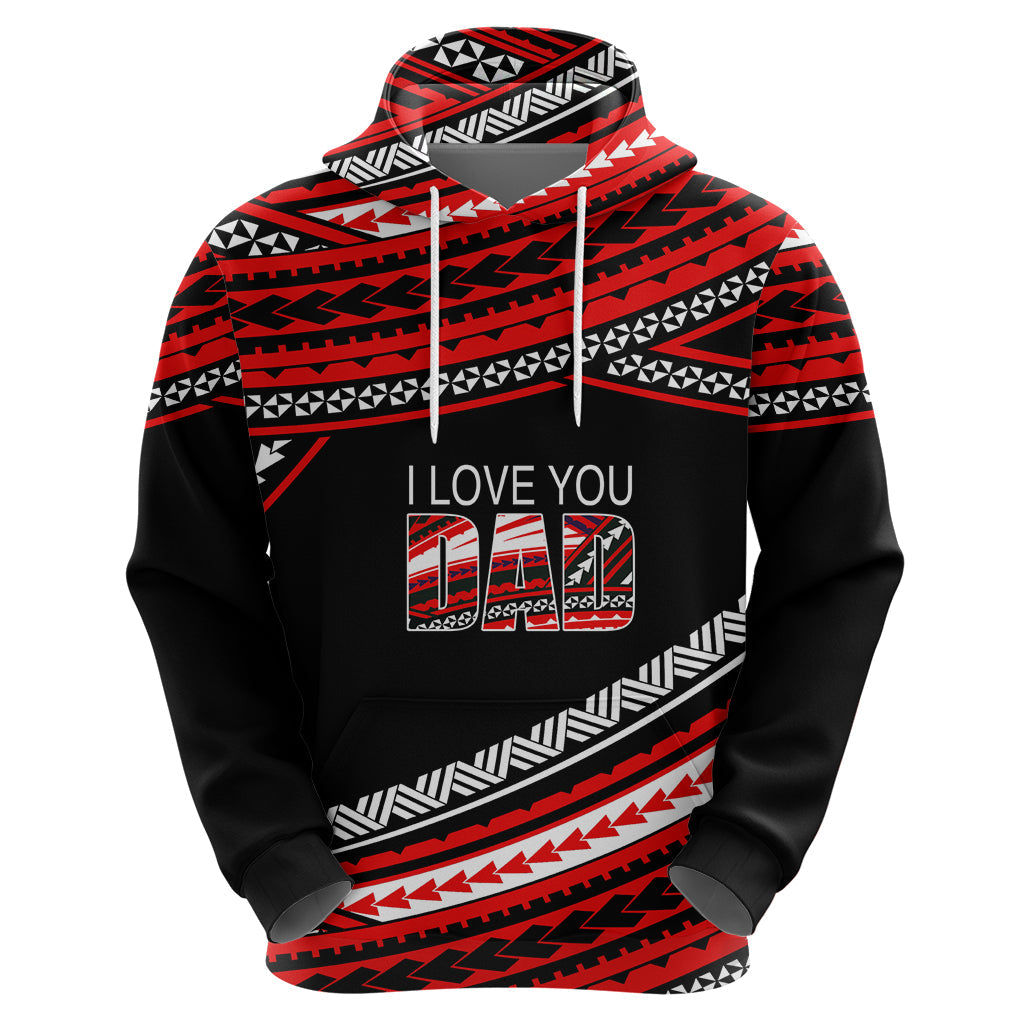 Personalized Happy Fathers Day Polynesian Hoodie I Love You Dad Red LT6